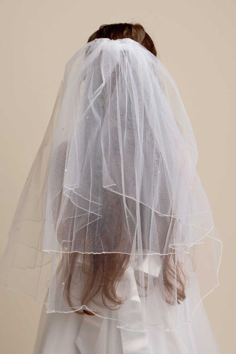 Voile en tulle blanc superposé pour filles - VL 139