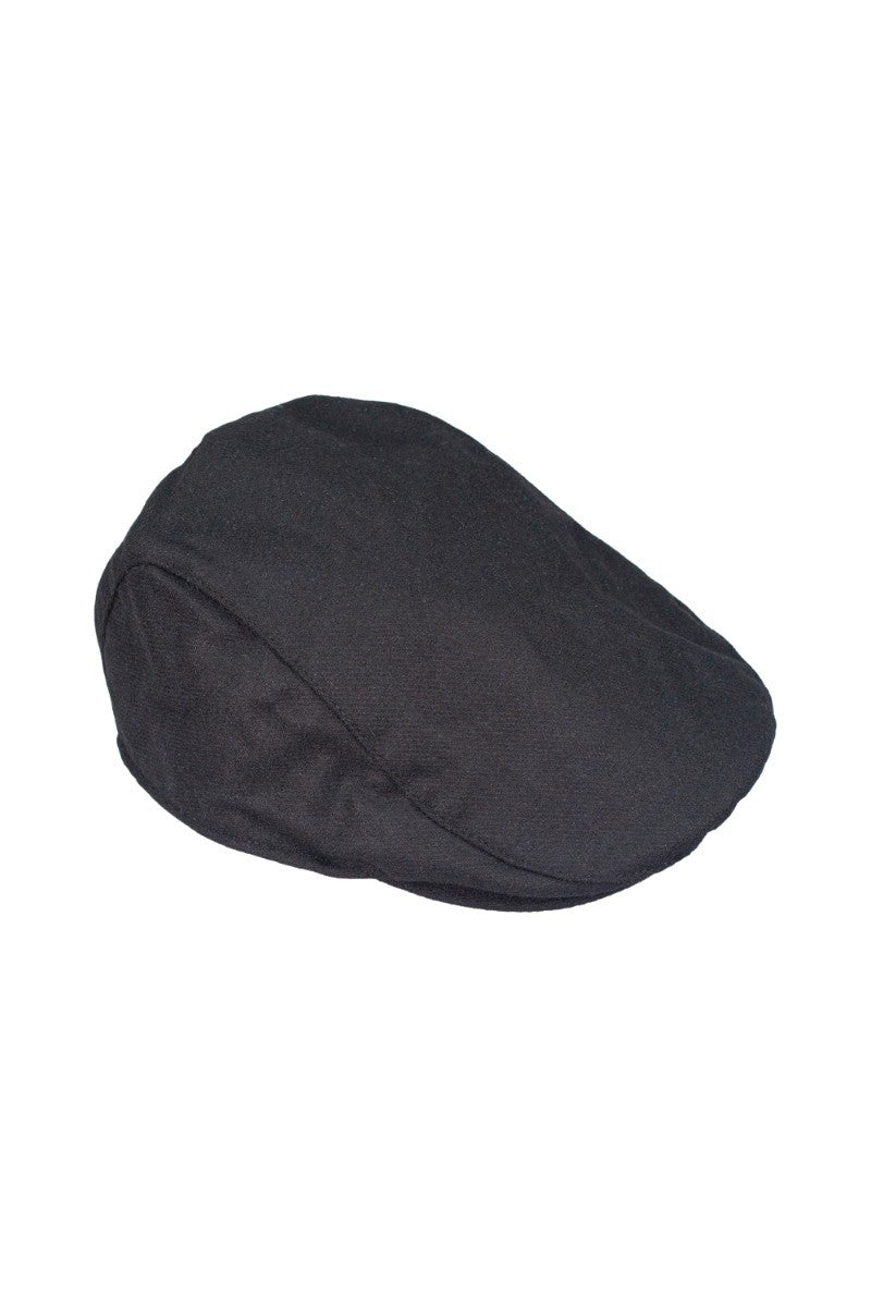 Casquette plate en laine classique pour hommes - Noir