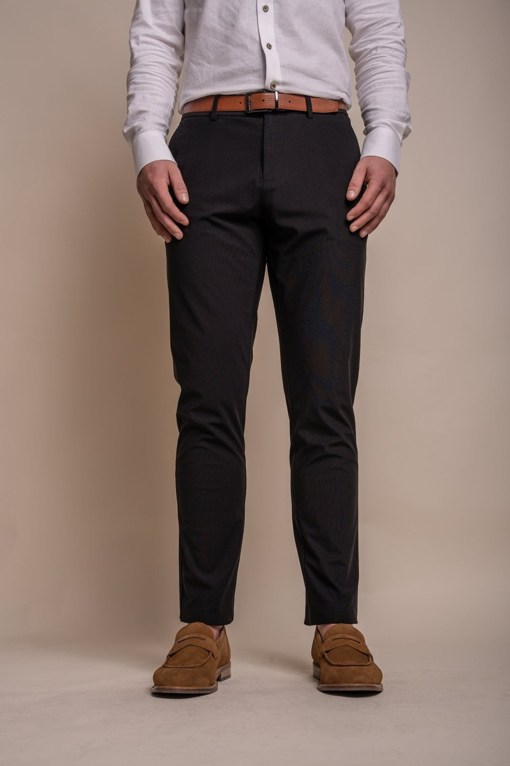 Men's Slim Fit Casual Trousers - REED - Black