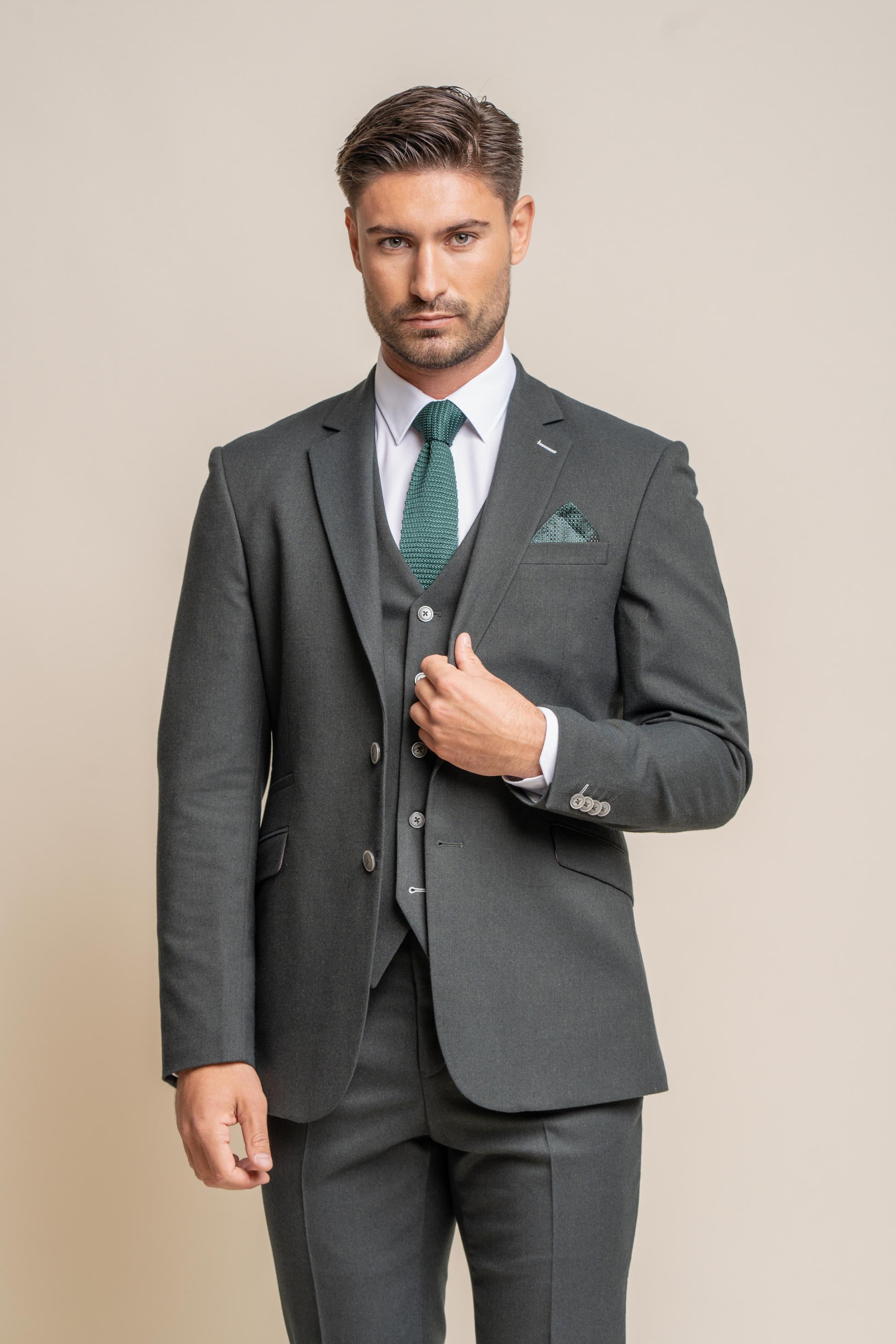 Herren Slim Fit Formalanzug - FURIOUS Olive - Olivgrün