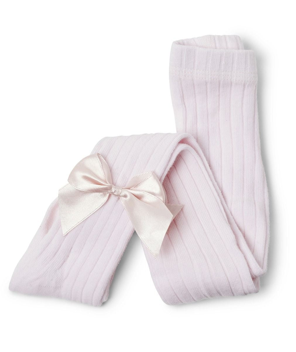 Girls Ribbed Bow Tights – KITTY - Pink