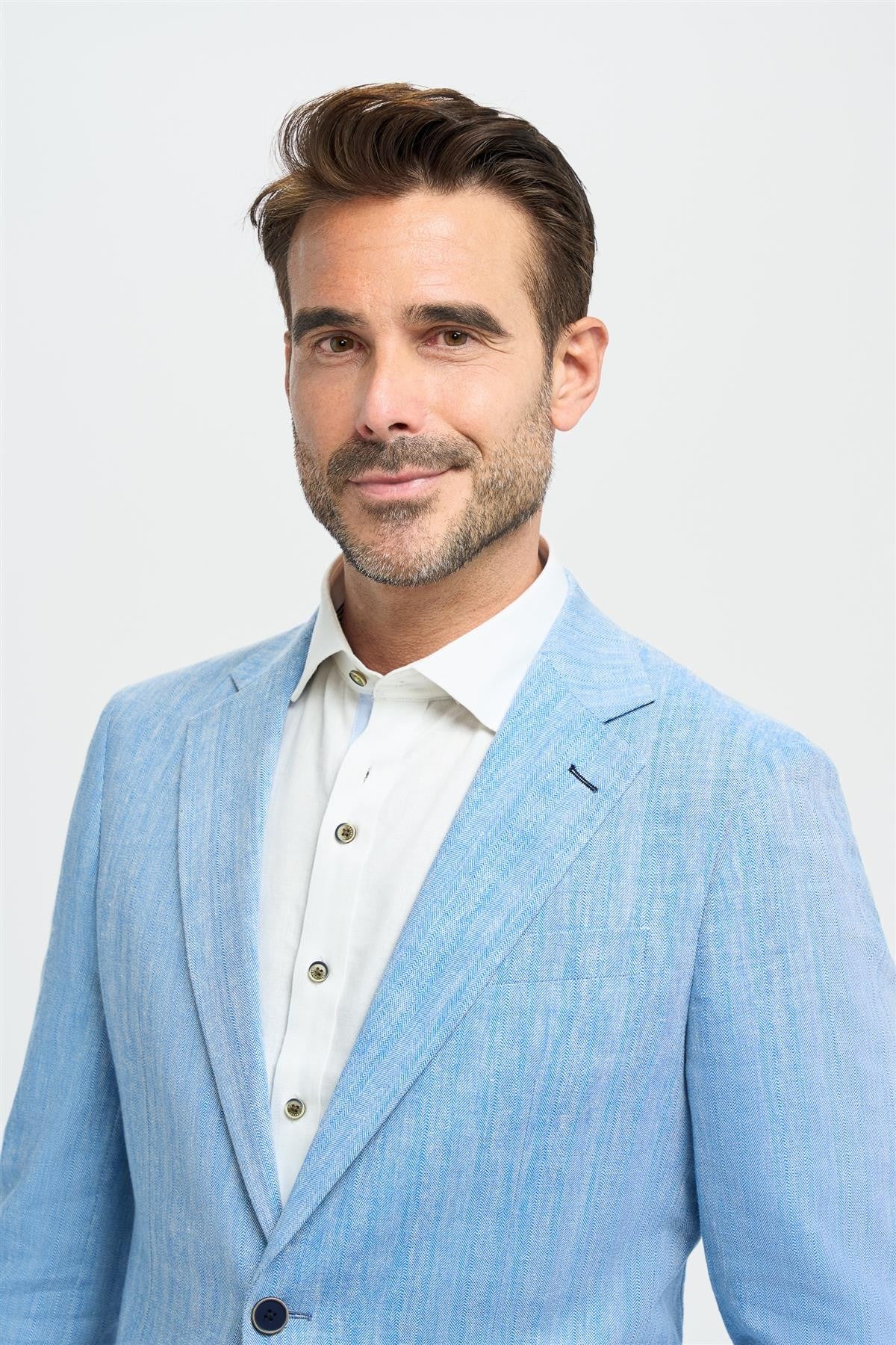 Herren Leinen Fischgräten Patch Pocket Blazer - Luigi - Himmelblau