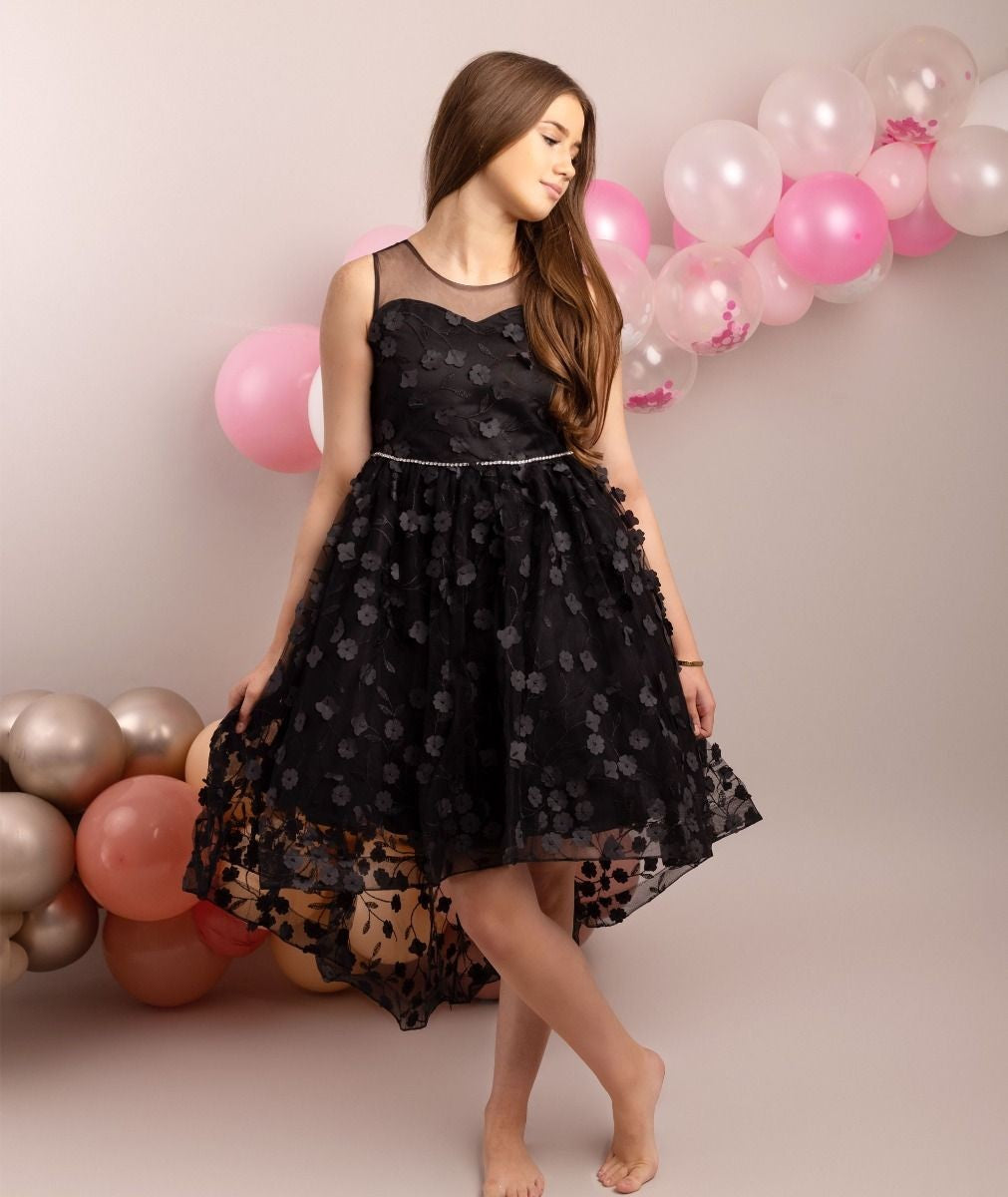 Robe à fleurs pour filles - COURTNEY - Noir