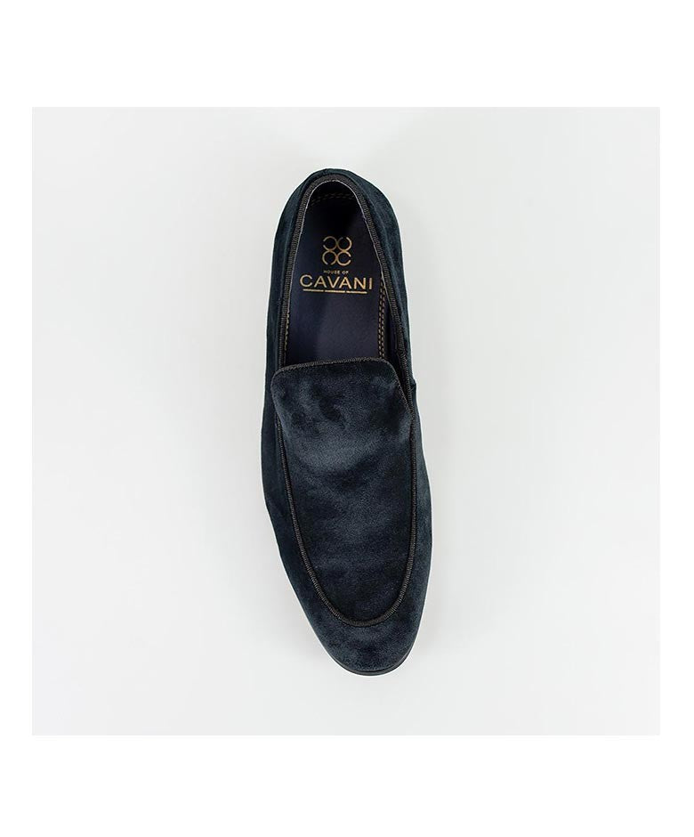 Mocassins en velours à enfiler couture italienne pour hommes - MILAN - Noir