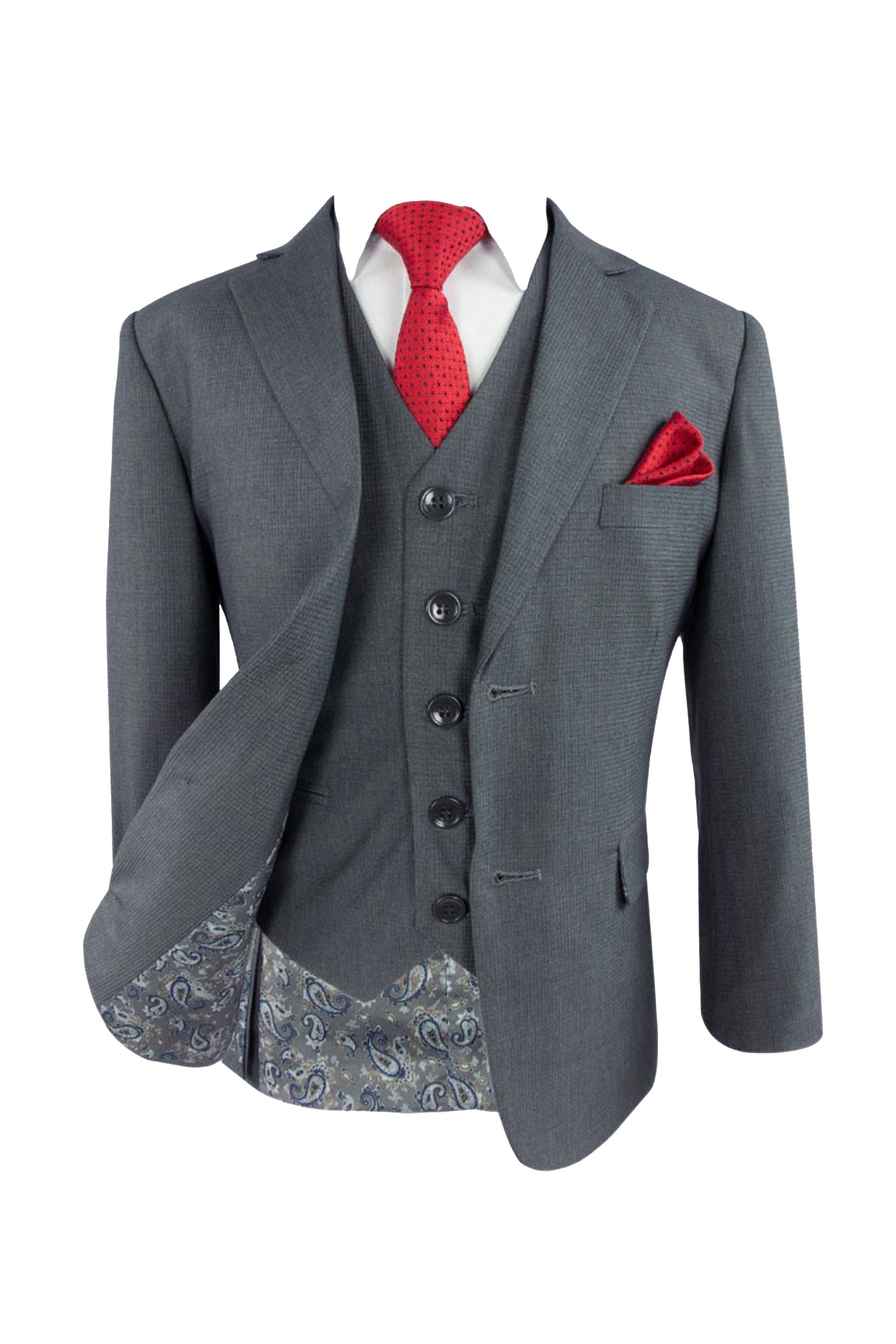 Boys Tailored Fit Formal Suit - AIDEN - Grey