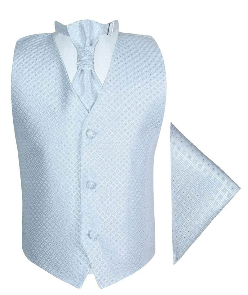 Ensemble Gilet, Cravate et Mouchoir pour Garçons et Hommes - Blanc