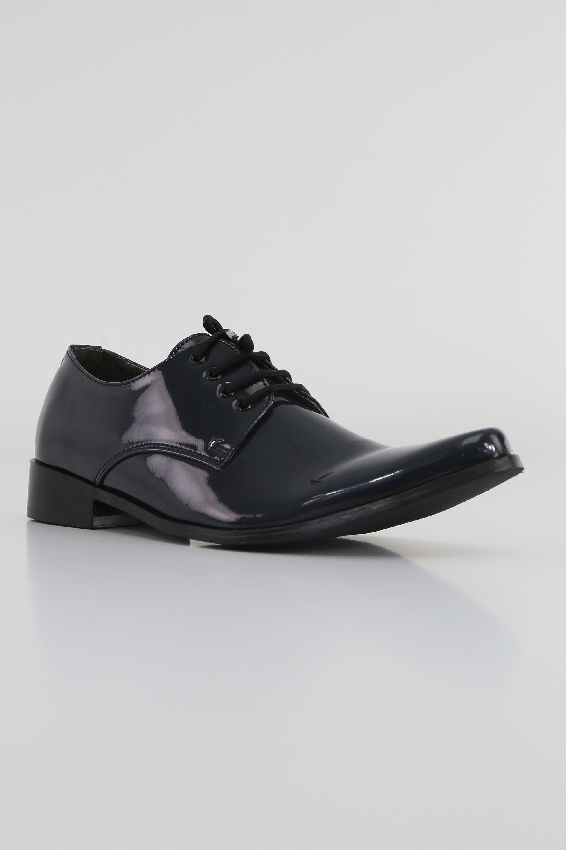 Boys Patent Leather Derby Shoes - GEORGE - Navy