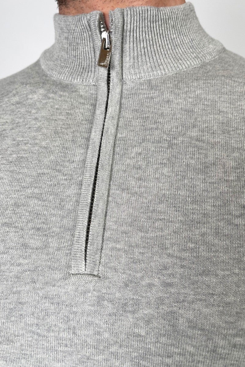 Herren Casual Baumwoll Halbzip Pullover - AVANTI - Grau