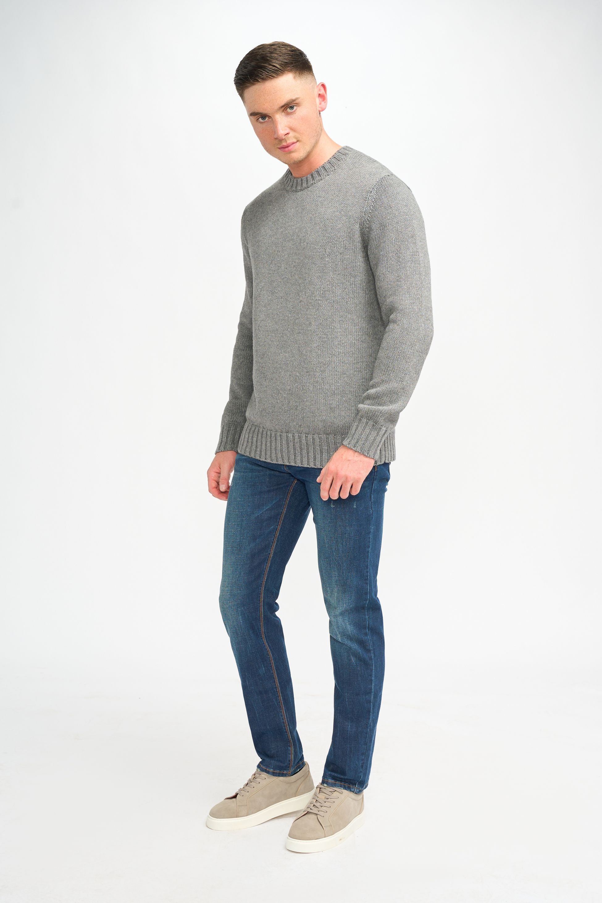 Herren Klassischer Strickpullover Jumper - FARREL - Grau