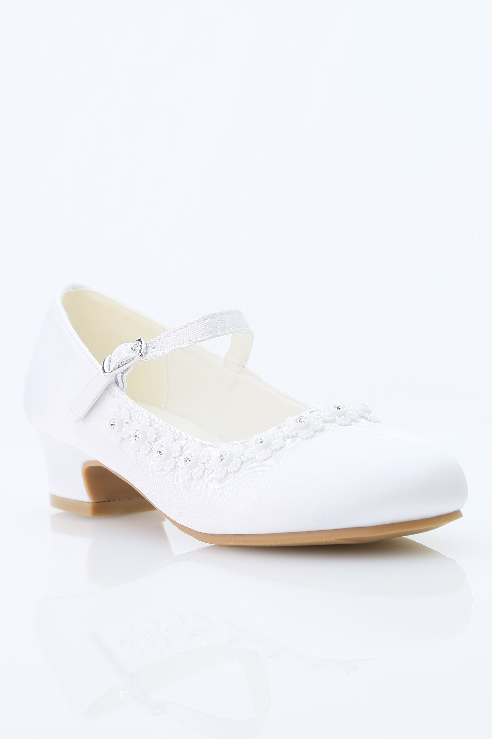 Chaussures Mary Jane en dentelle florale blanche pour filles - BETTY - Blanc