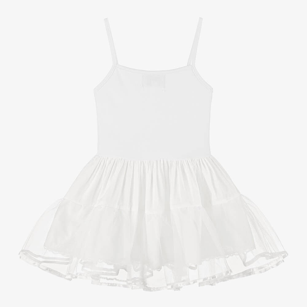 Baby Mädchen Ballerina Petticoat Weißes Baumwollkleid - Weiß