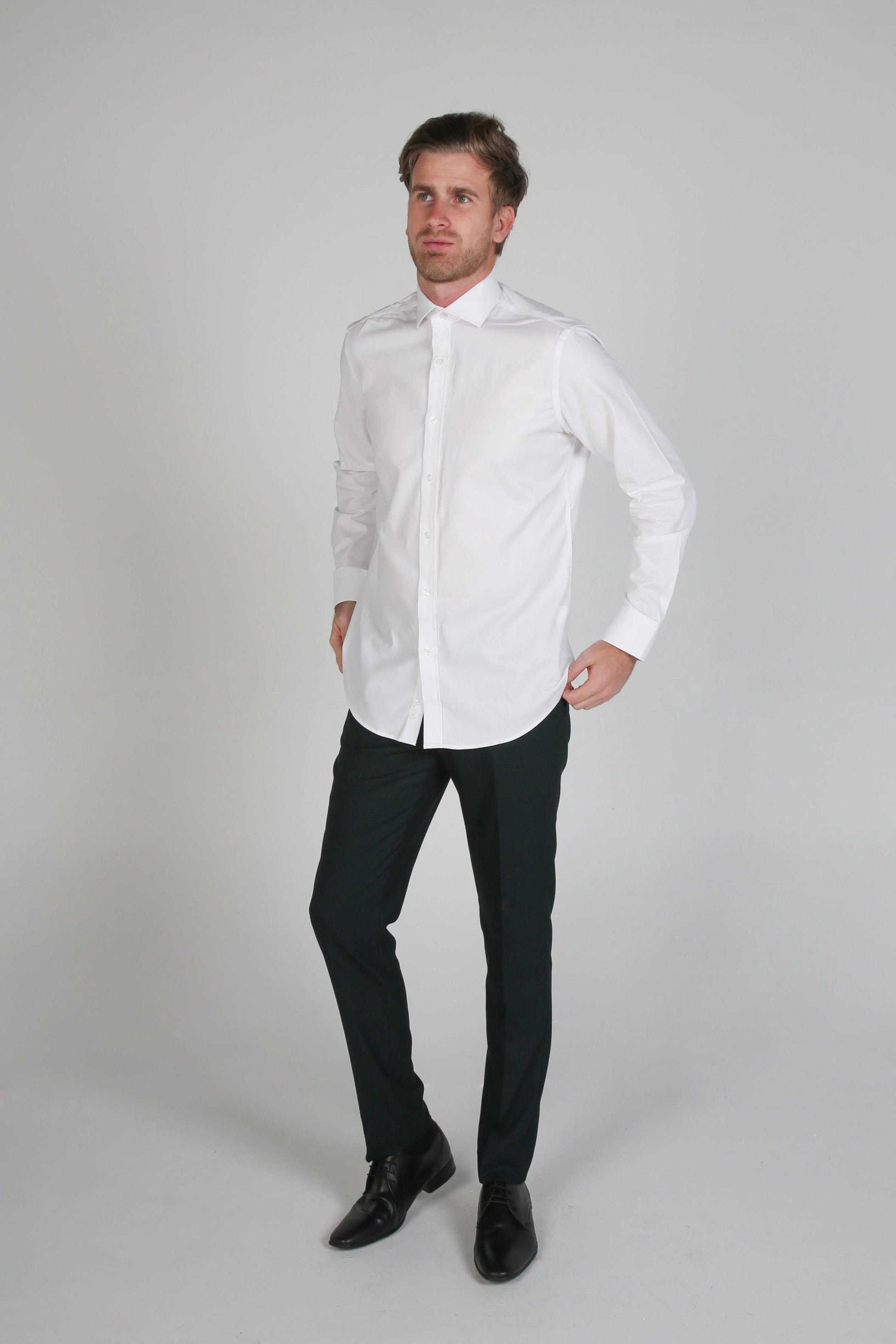 Chemise blanche ajustée à col français pour hommes - Bentley - Blanc