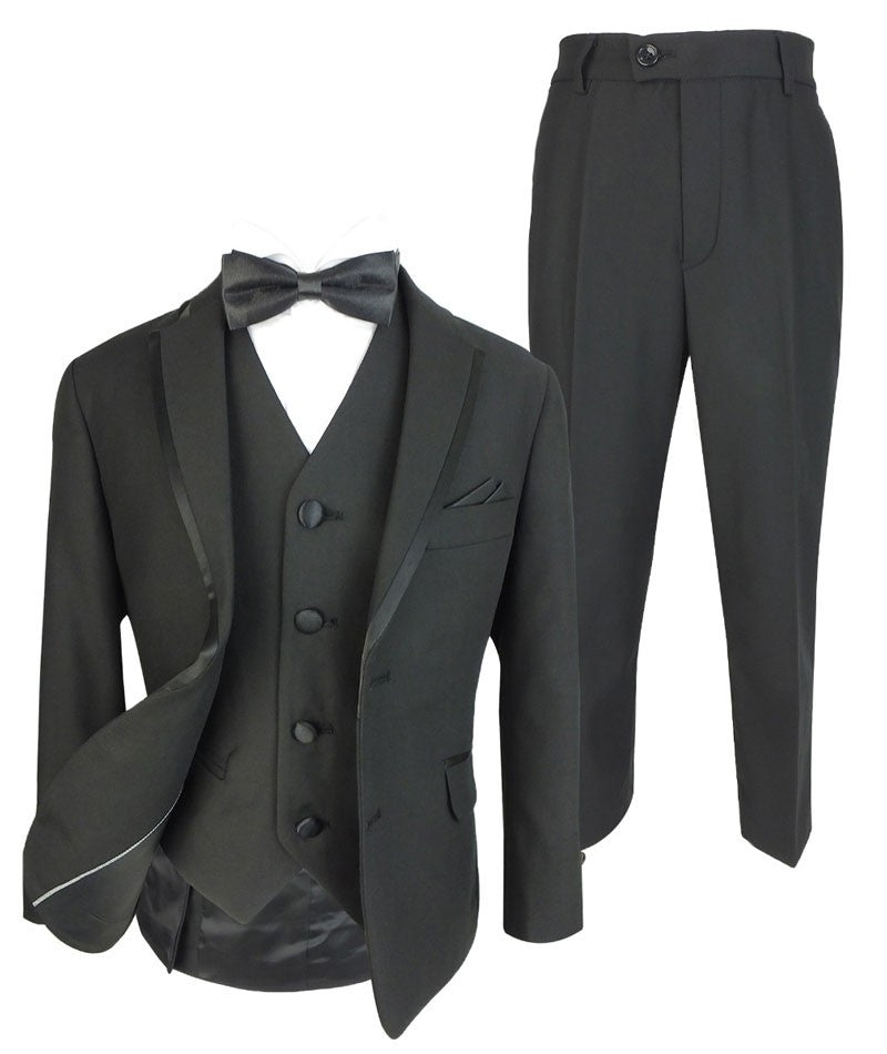 Costume de Smoking à Passepoil Slim Fit pour Garçons - Noir