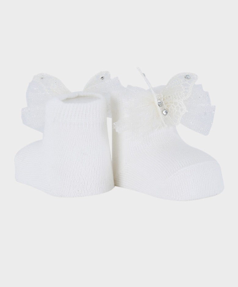 Baby Mädchen Stirnband und Socken-Set - Elfenbein