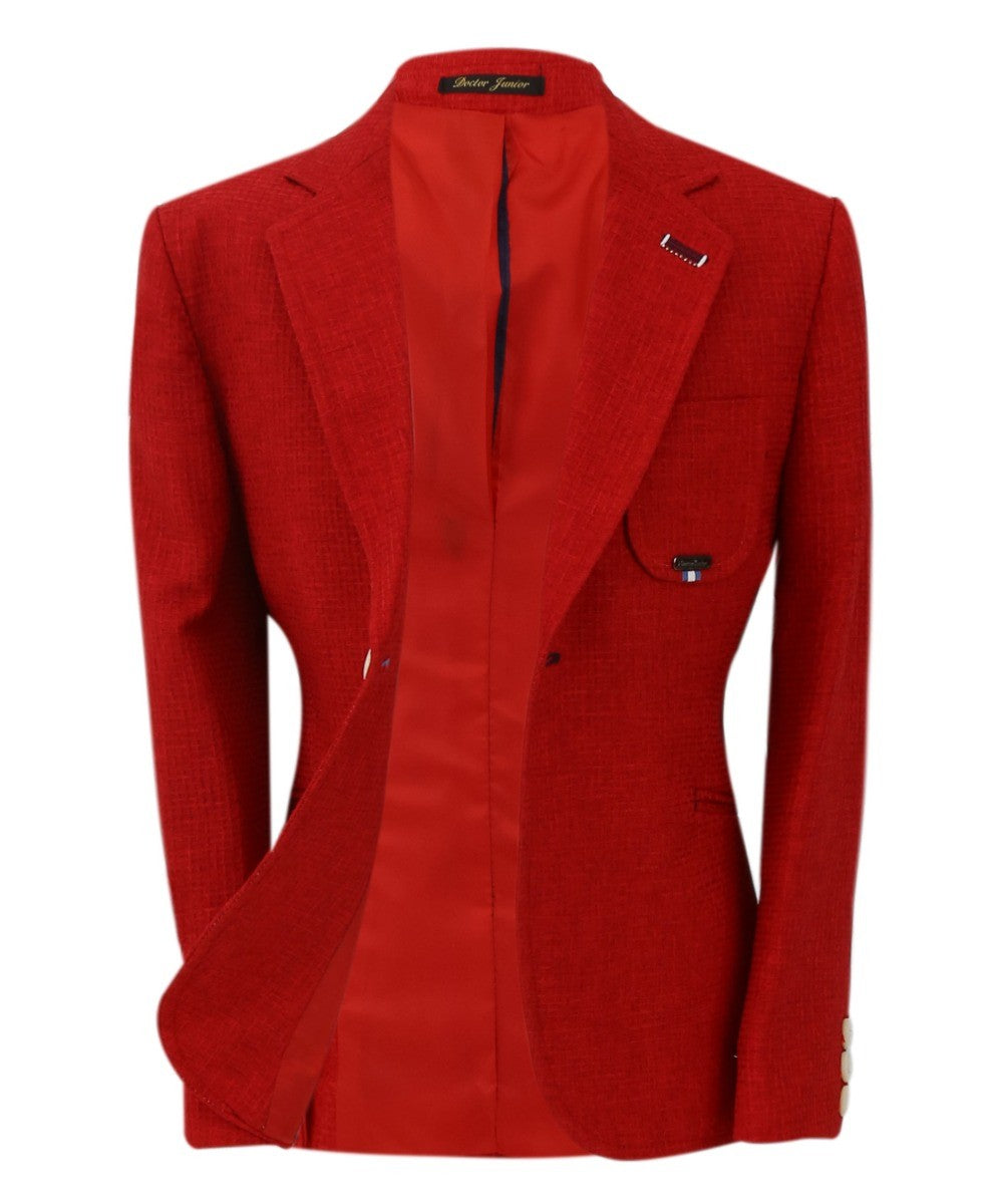 Jungen Twill Einreihiger Slim Fit Blazer - TERRY - Rot