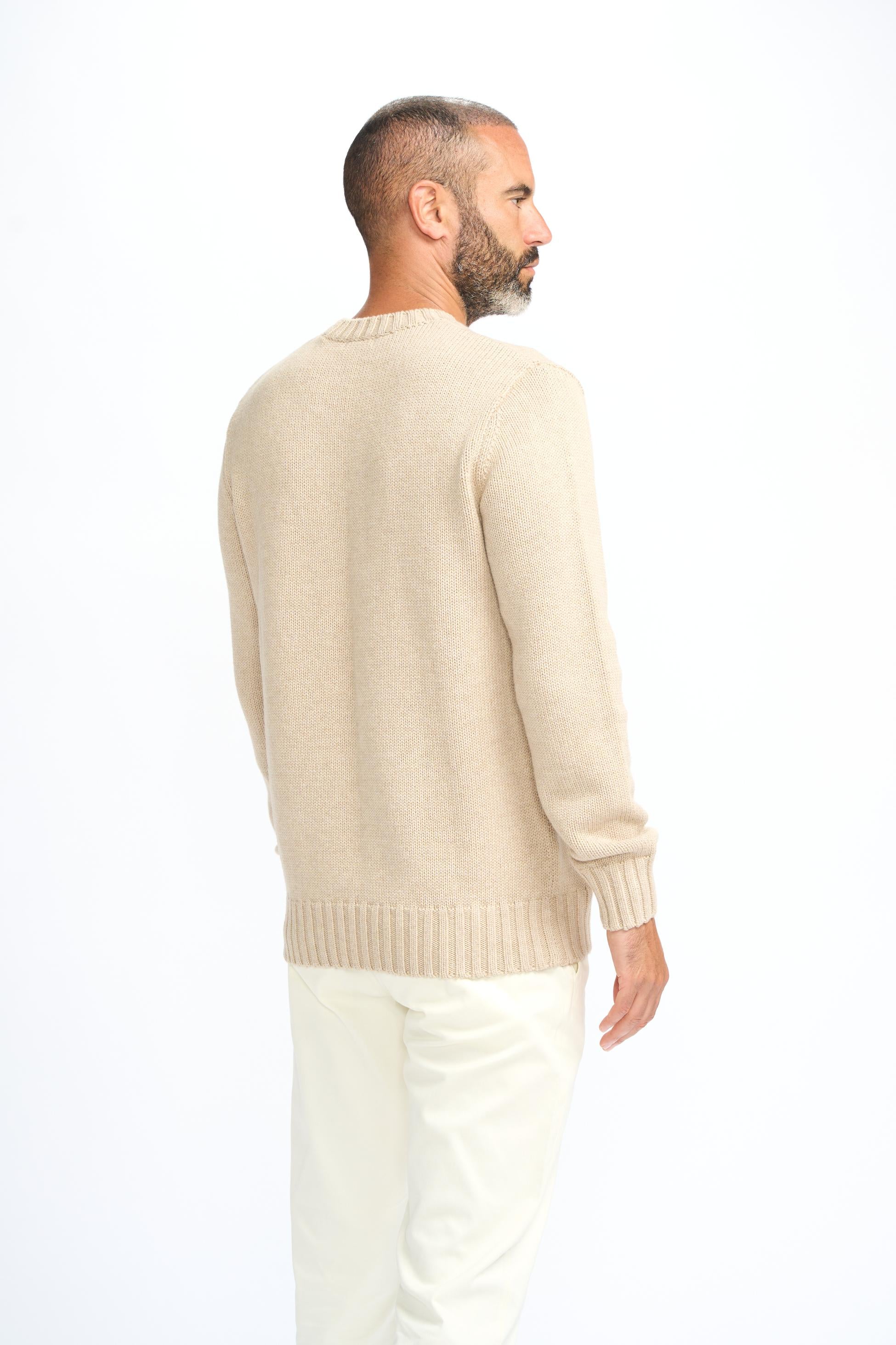 Pull classique en laine pour hommes - FARREL - Marron Faon