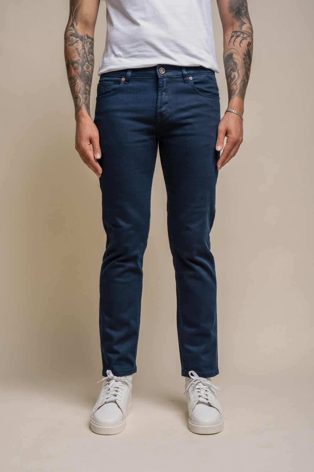 Herren Baumwoll Slim Fit Stretch Denim Jeans - MILANO - Stahlgrau