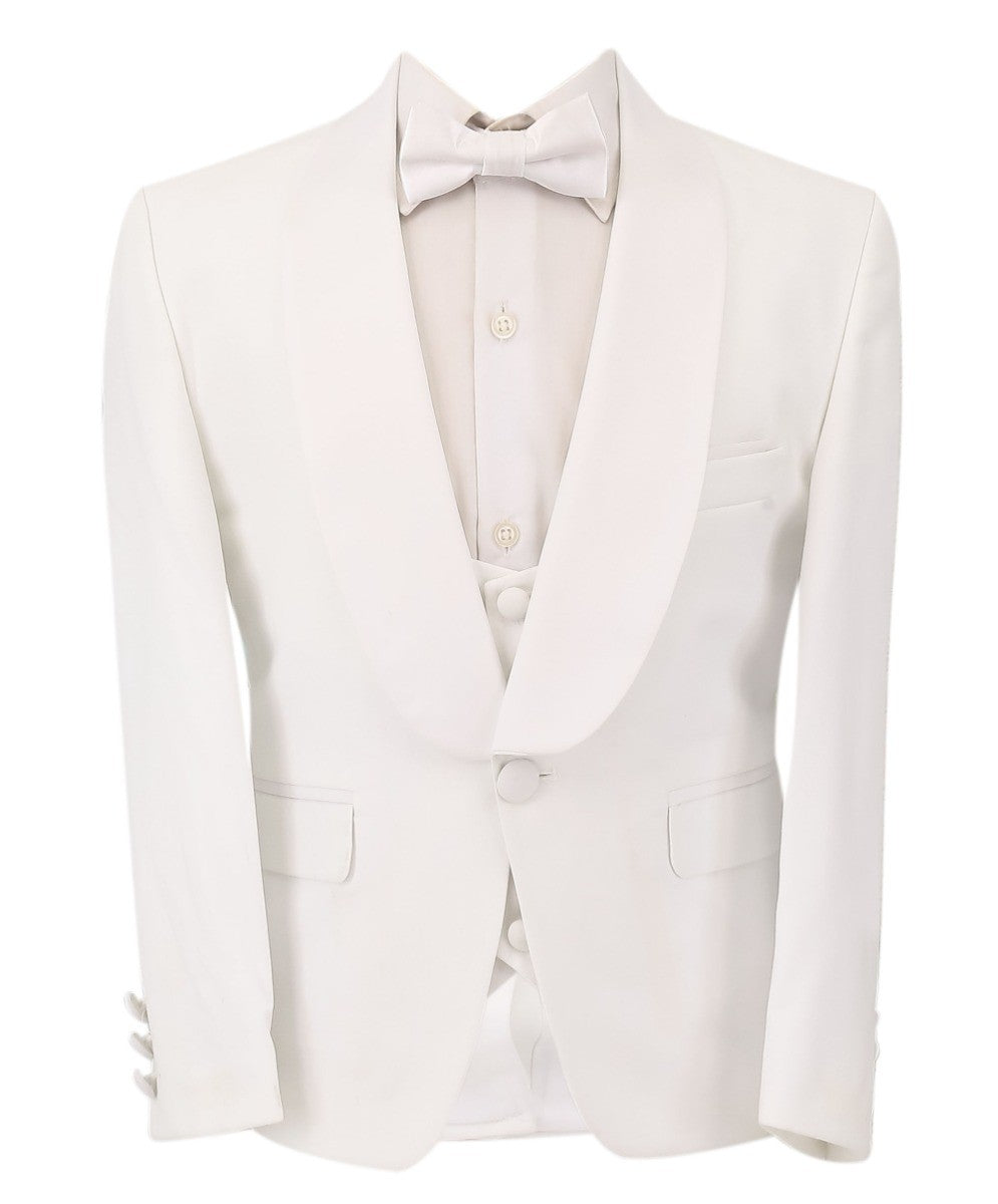 Jungen Kommunion Slim Fit Tuxedo Anzug - Elfenbein