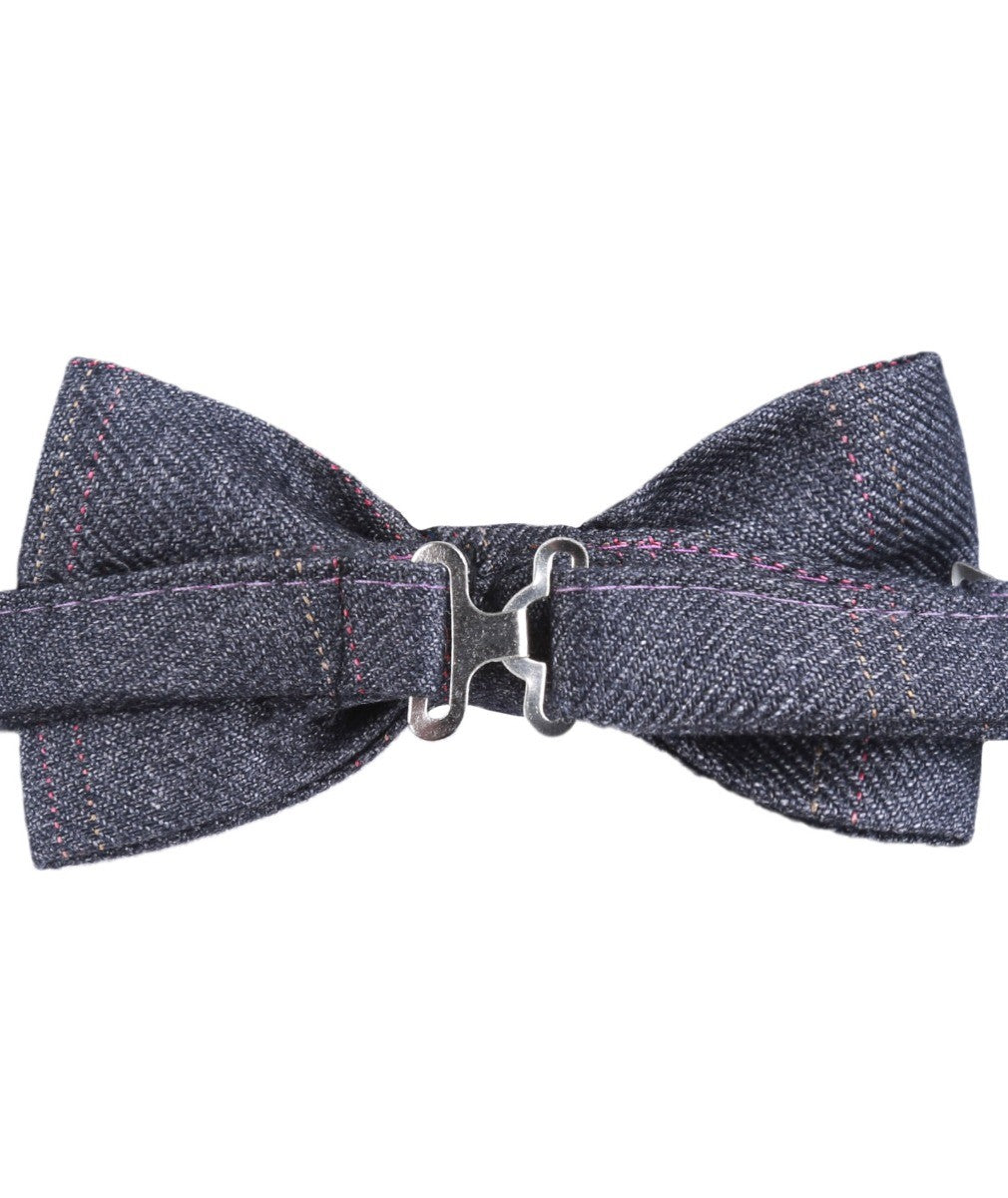 Boys & Men's Tweed Check Bow Tie Set - Charcoal Grey