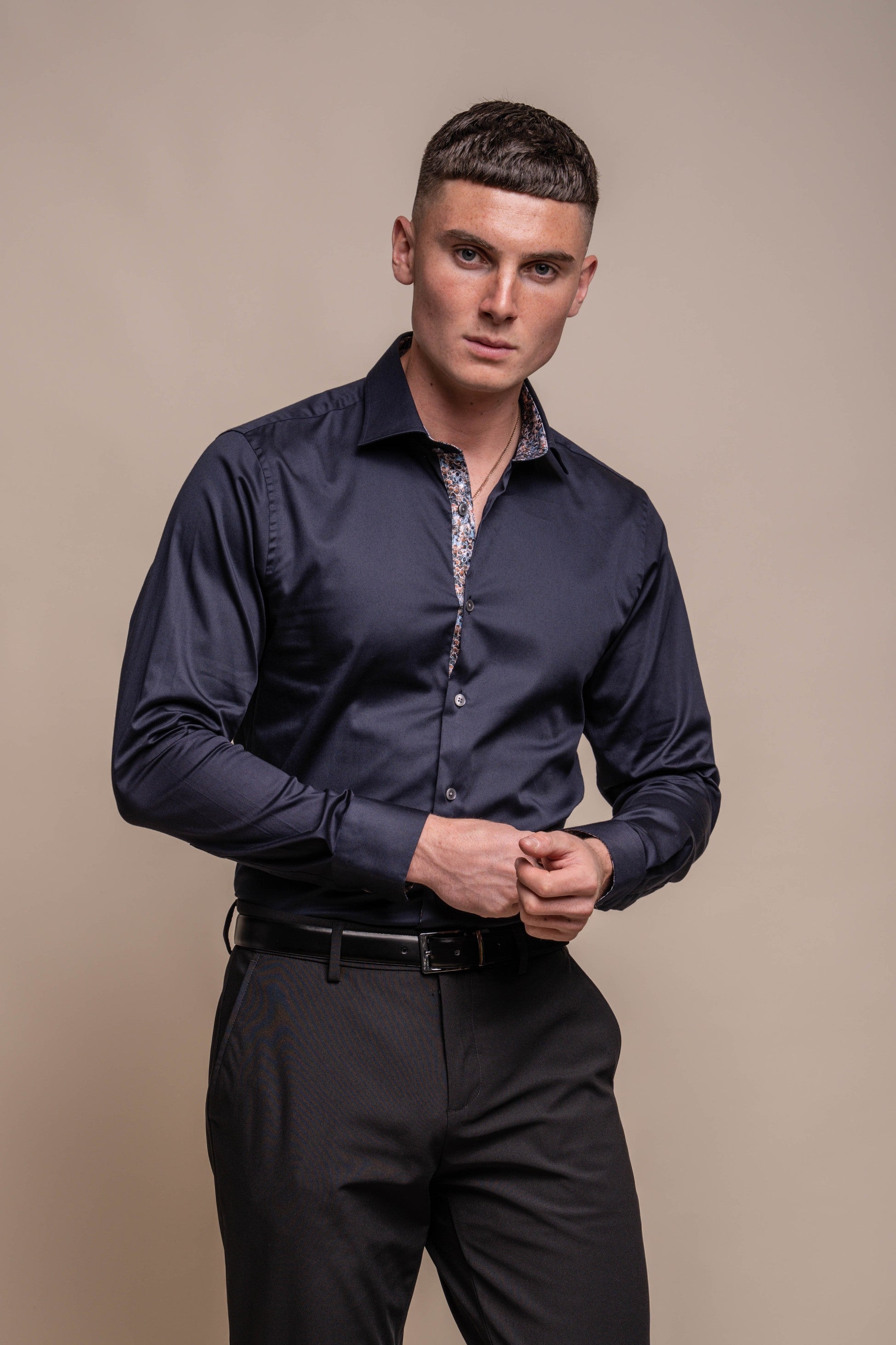 Men's Slim Fit Cotton Shirt - BLADE - Brown