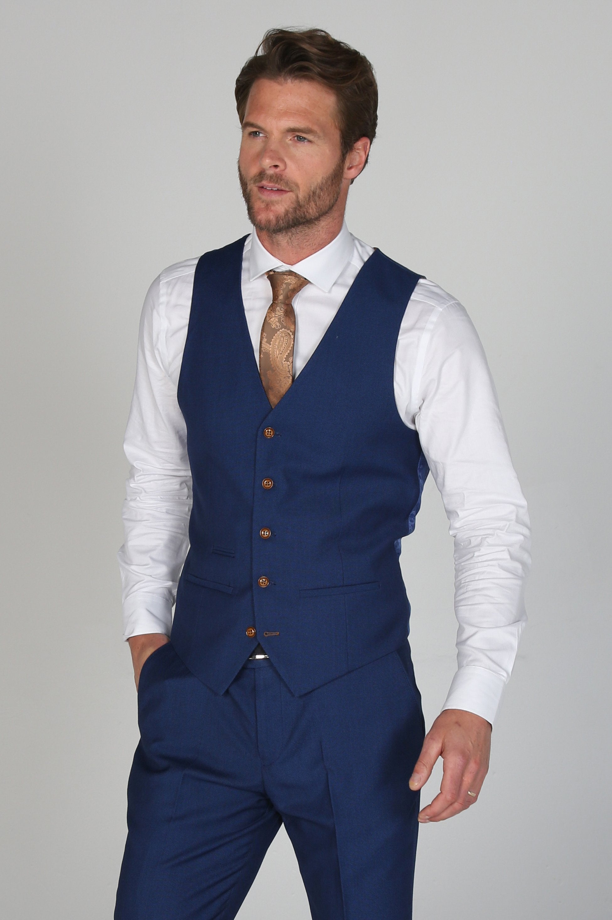 Men's Tailored Fit Single breasted Waistcoat - MAYFAIR - Blue