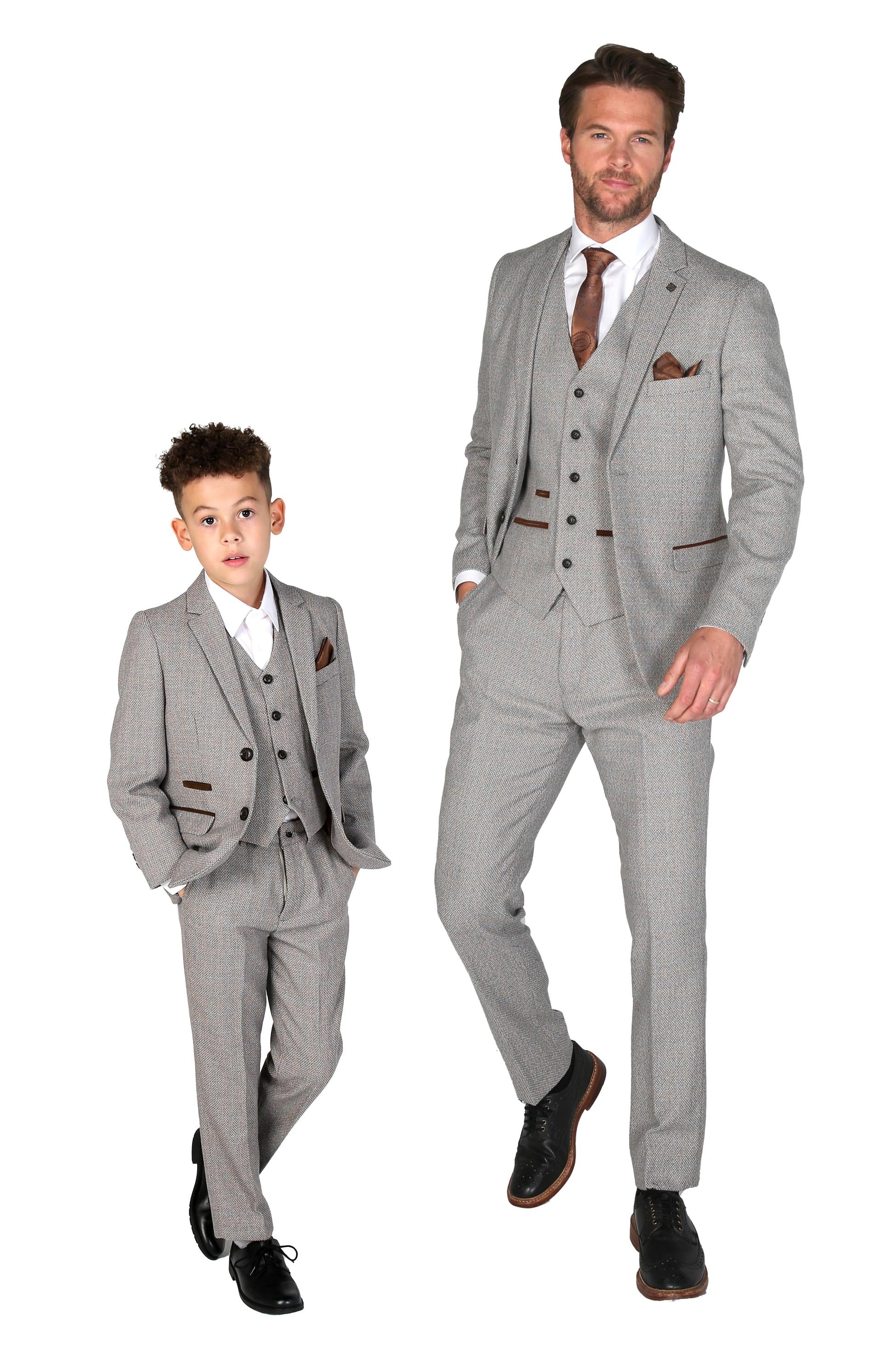 Costume Formel en Tweed Tailored Fit pour Garçons - Ralph - Crème