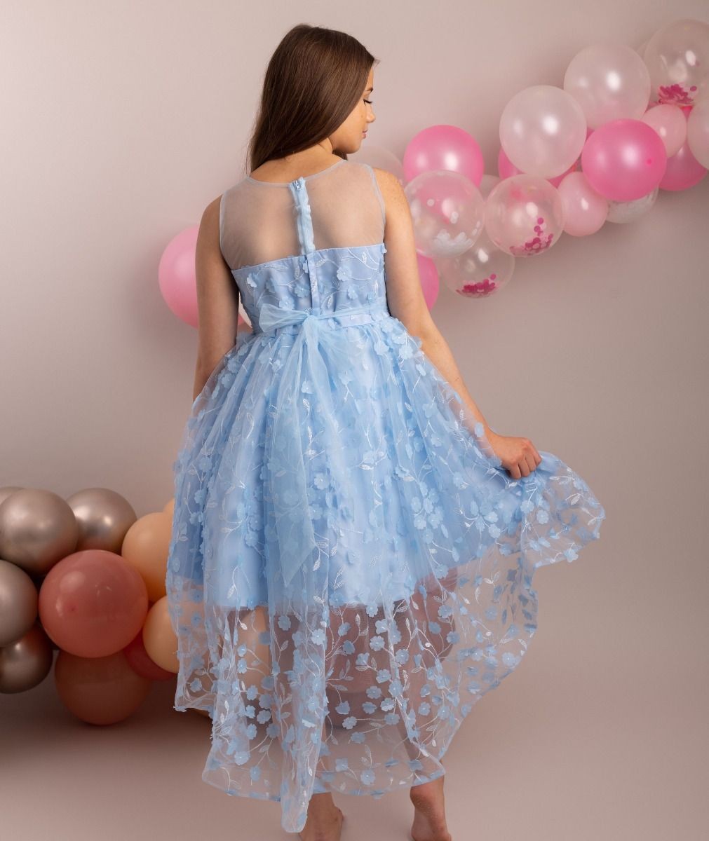 Florales Kleid für Mädchen - COURTNEY - Babyblau