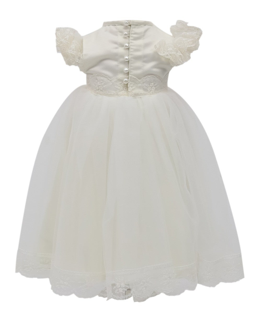 Baby Mädchen Rüschen Spitzen Weißes Kleid - CHRISTINA - Weiß