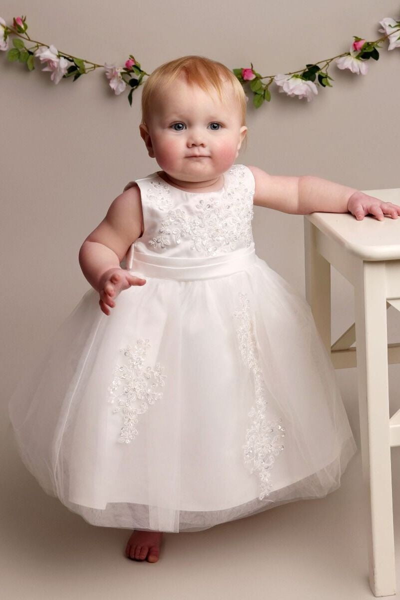 Robe de baptême en dentelle pour bébés filles - LAYLA - Blanc