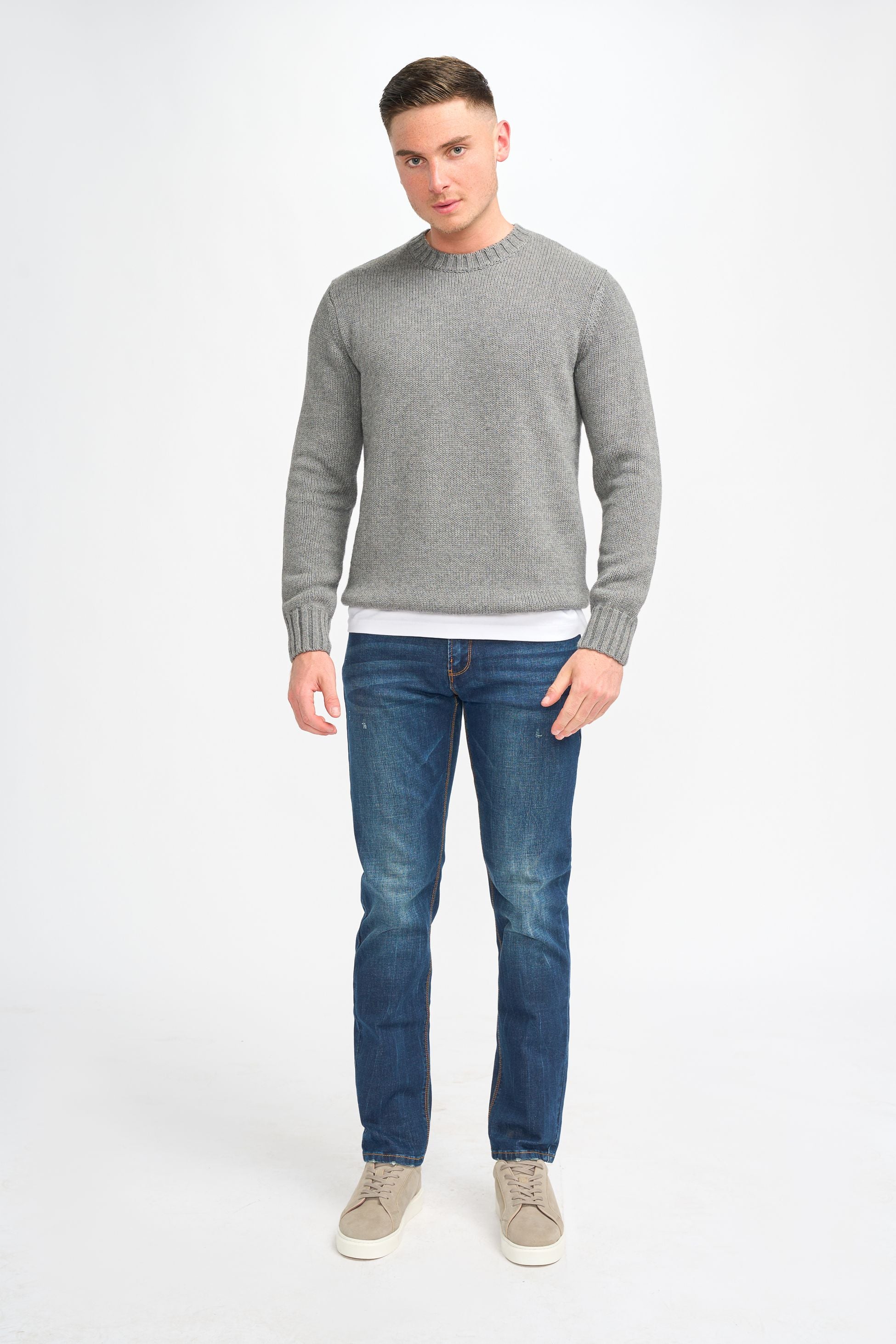 Pull classique en laine pour hommes - FARREL - Gris