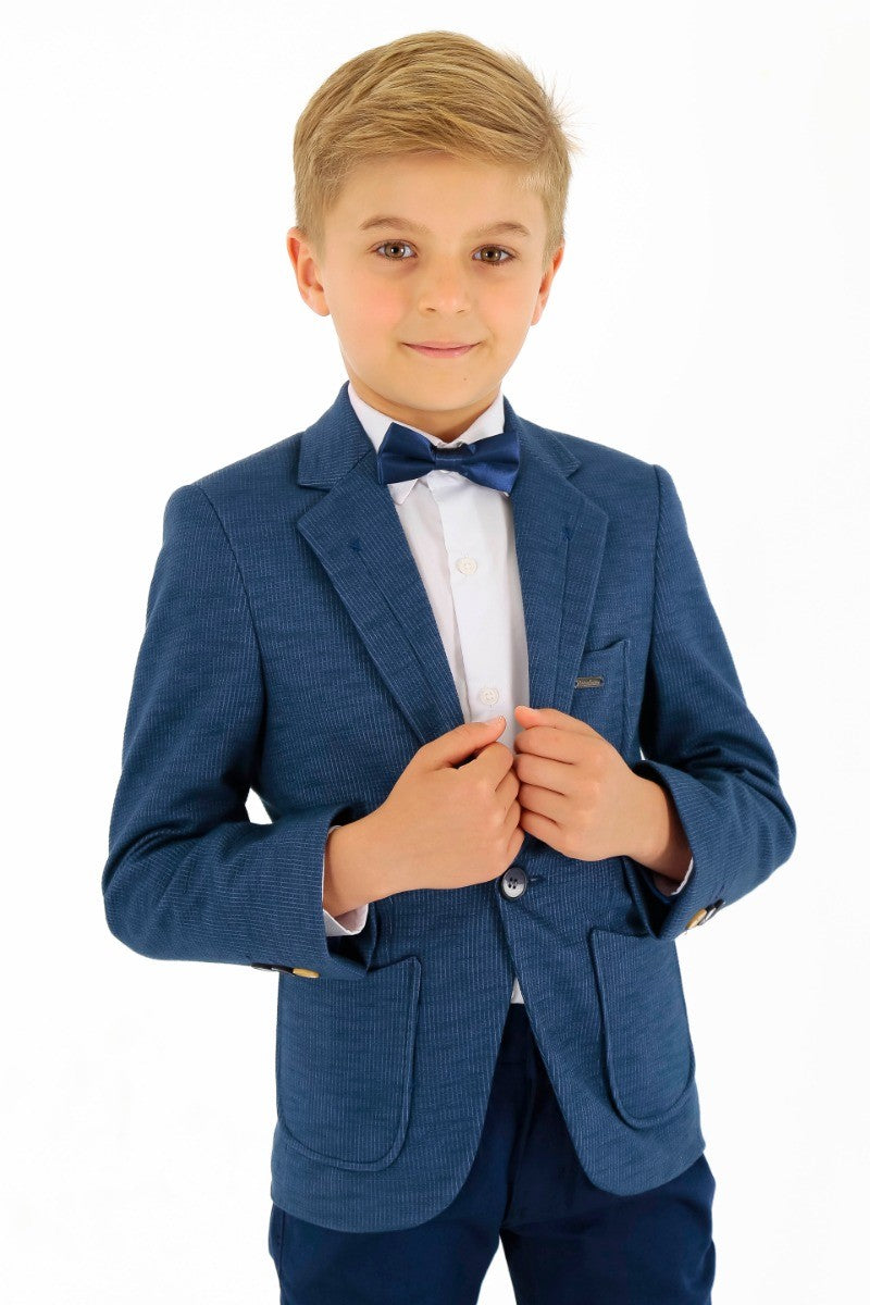 Jungen Baumwollmischung Slim Fit Formeller Köper Blazer - Marineblau