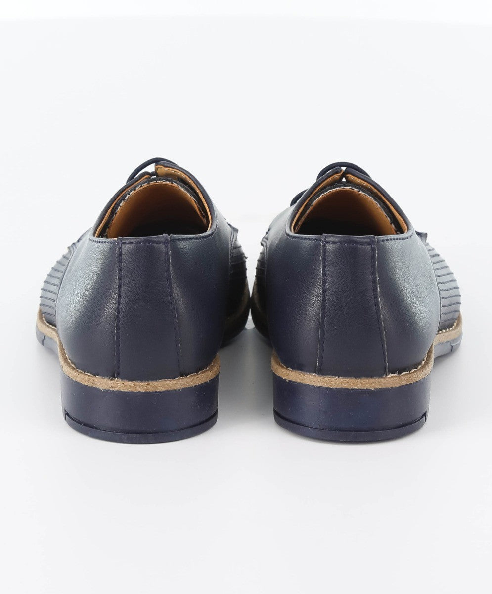 Jungen Leder Schnürformelle Schuhe - Navyblau