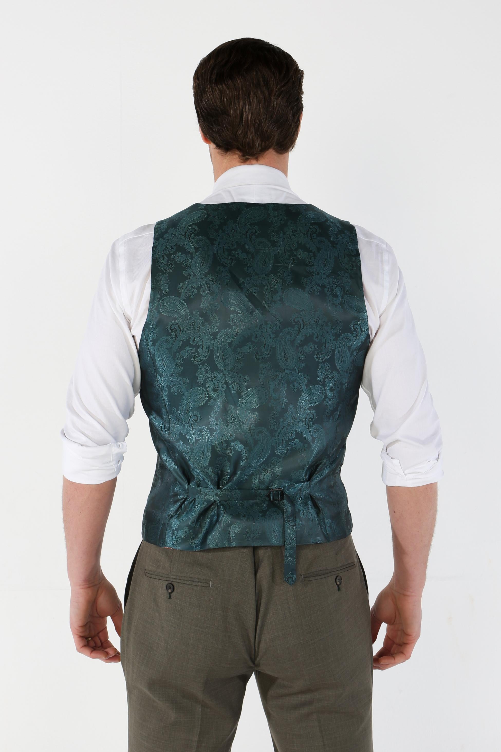 Gilet ajusté à carreaux pour hommes - KURT - Vert Sauge