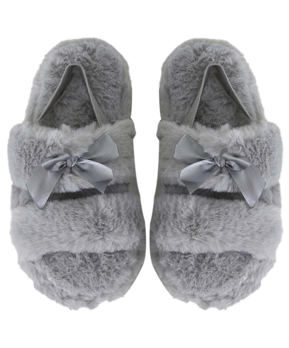 Girls Fur Plush Slipper - Grey