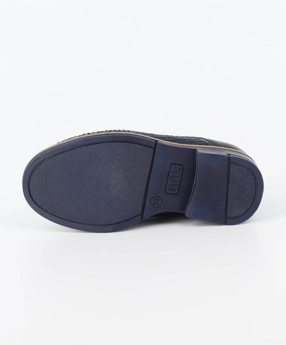 Jungen Leder Schnürformelle Schuhe - Navyblau