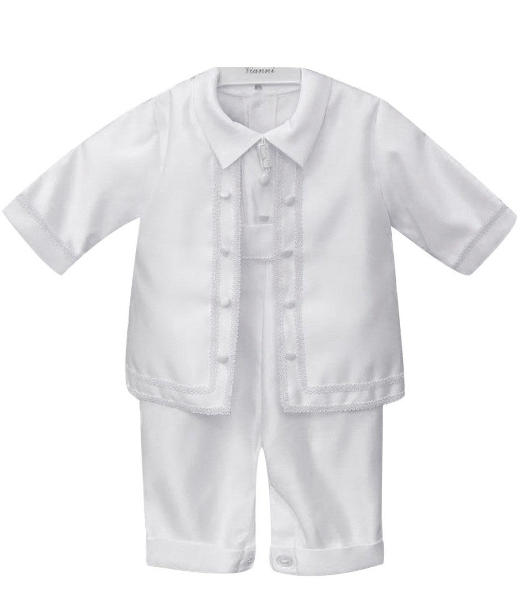 Ensemble de Costume de Baptême Tout-en-Un pour Bébés Garçons - Blanc