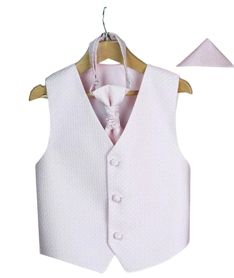 Boys & Men Waistcoat Cravat Hanky Set - Pink