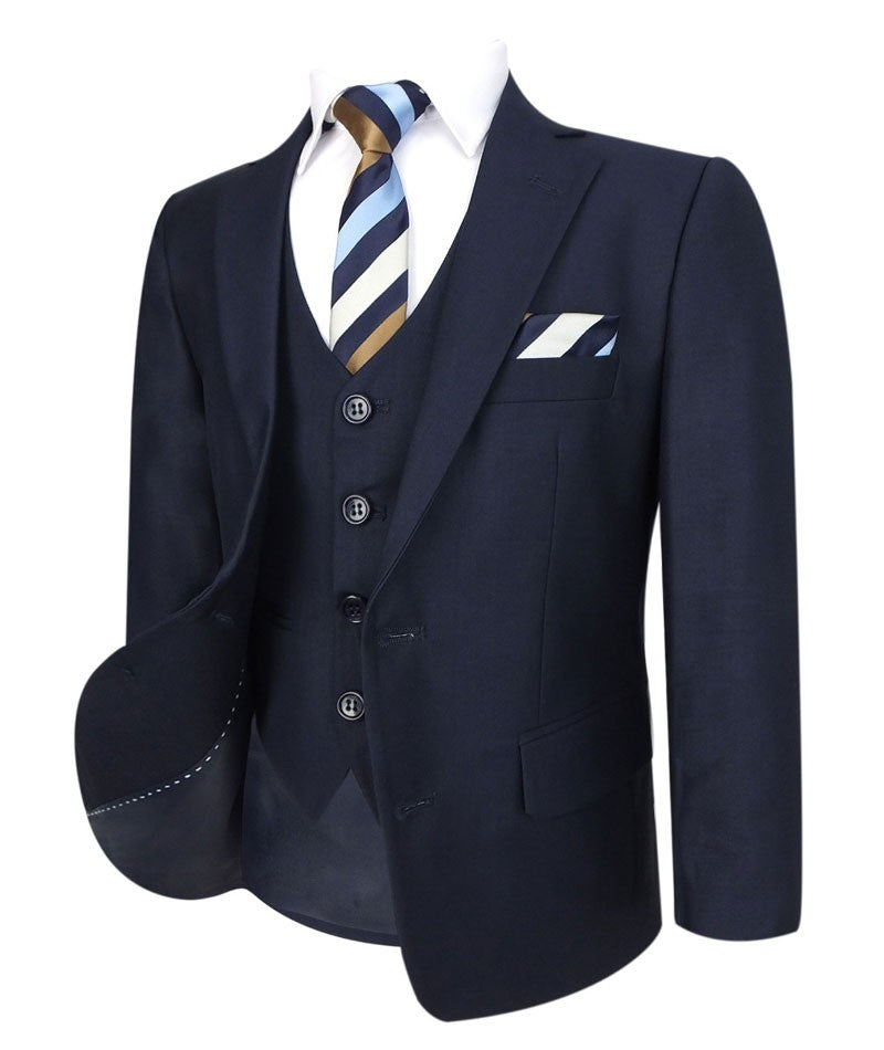 Boys Tailored Fit Formal Suit - Navy Blue