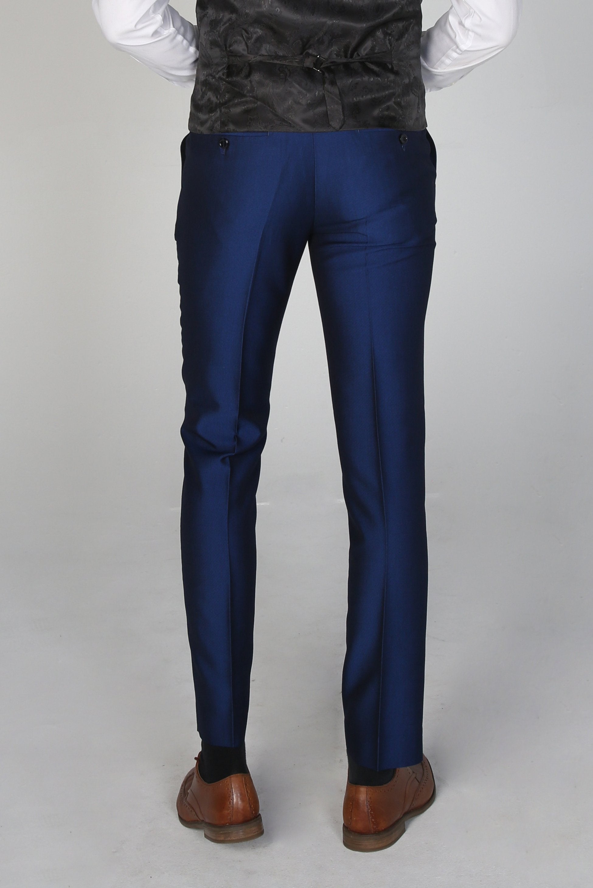 Pantalon Formel à Effet Satin pour Homme - KINGSLEY - Bleu Marine