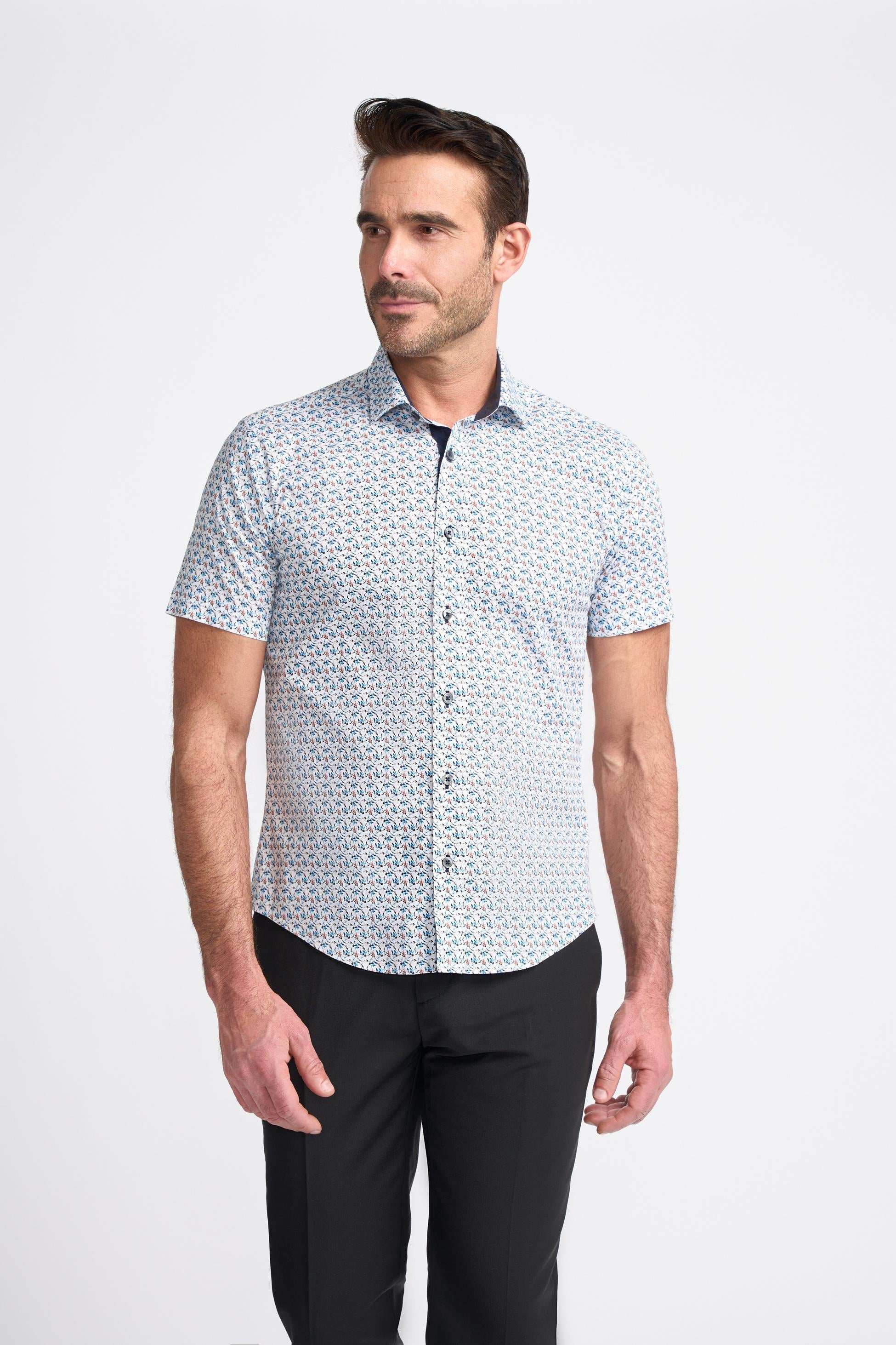 Chemise à Manches Courtes à Motifs Floraux en Coton pour Homme - SINTON