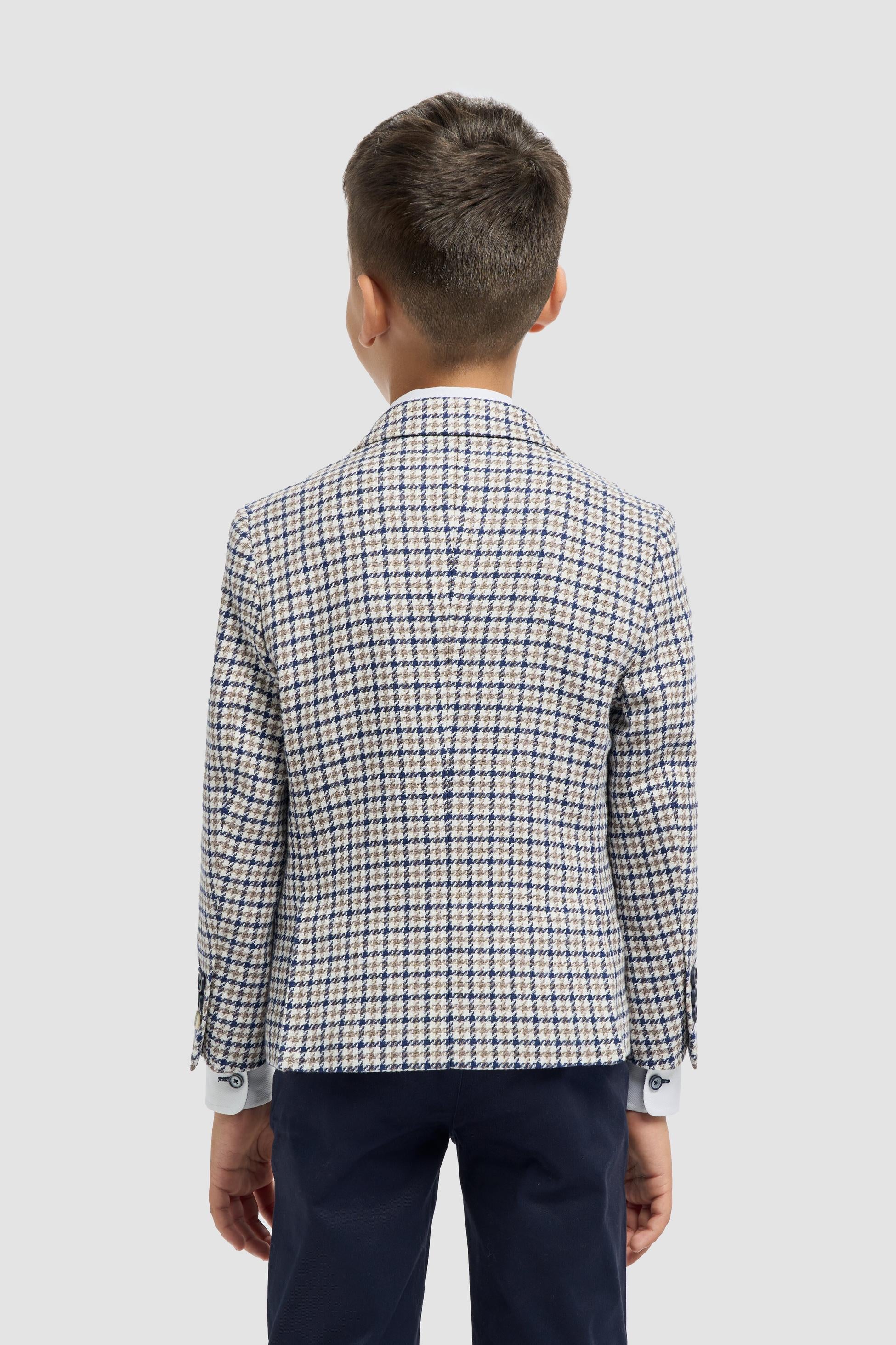 Jungen Beiger Baumwolli Hahnentritt Blazer - Bartela - Beige