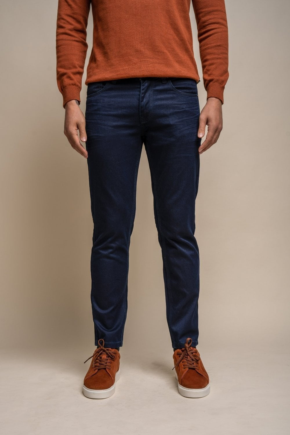 Men's Casual Slim Fit Denim Jeans - BRAD - Navy Blue