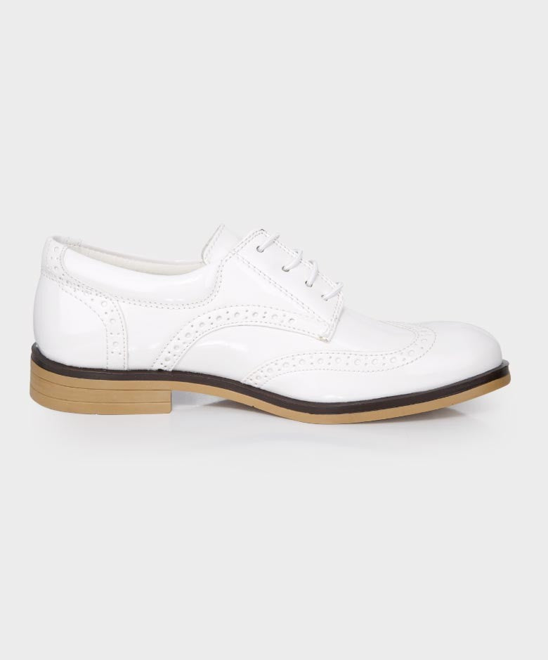 Chaussures Derby Brogue à Lacets pour Garçons - Blanc