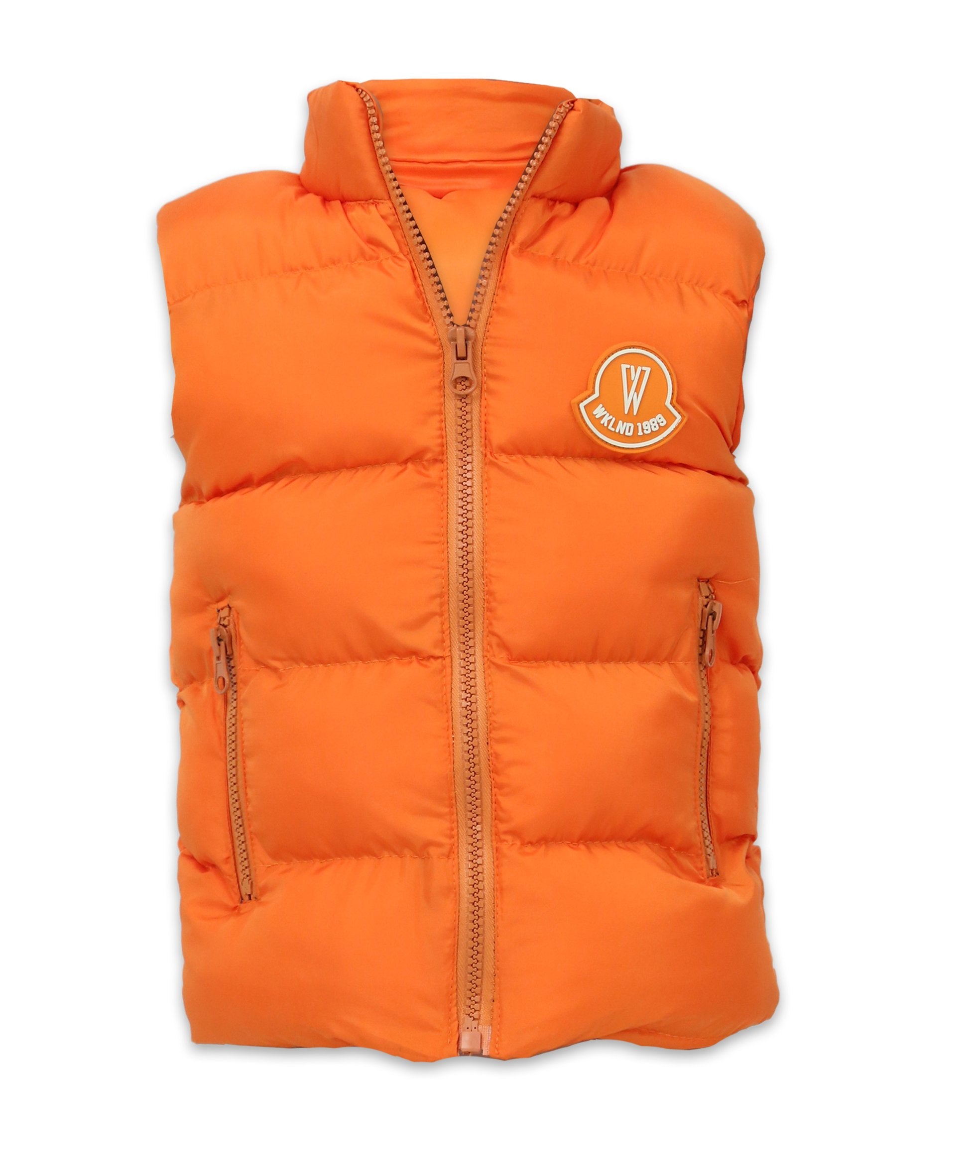 Jungen Pufferweste, Kinder gepolsterte ärmellose Winterbekleidung - Orange