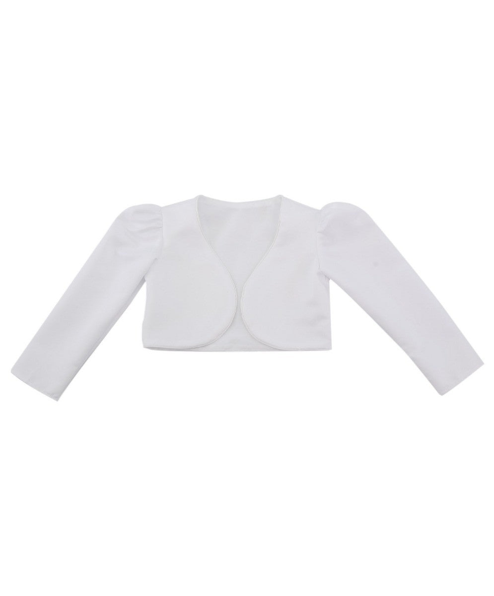 Girls Long Sleeves Bolero - White