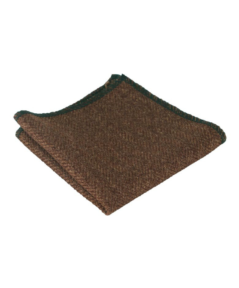 Mouchoir de Poche en Tweed à Motif Chevron pour Hommes et Garçons - Brun