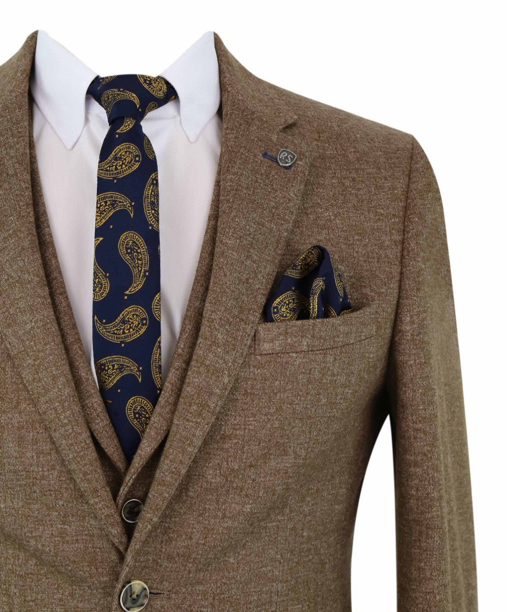 Costume de type tweed - NATHAN - Marron - Marron clair