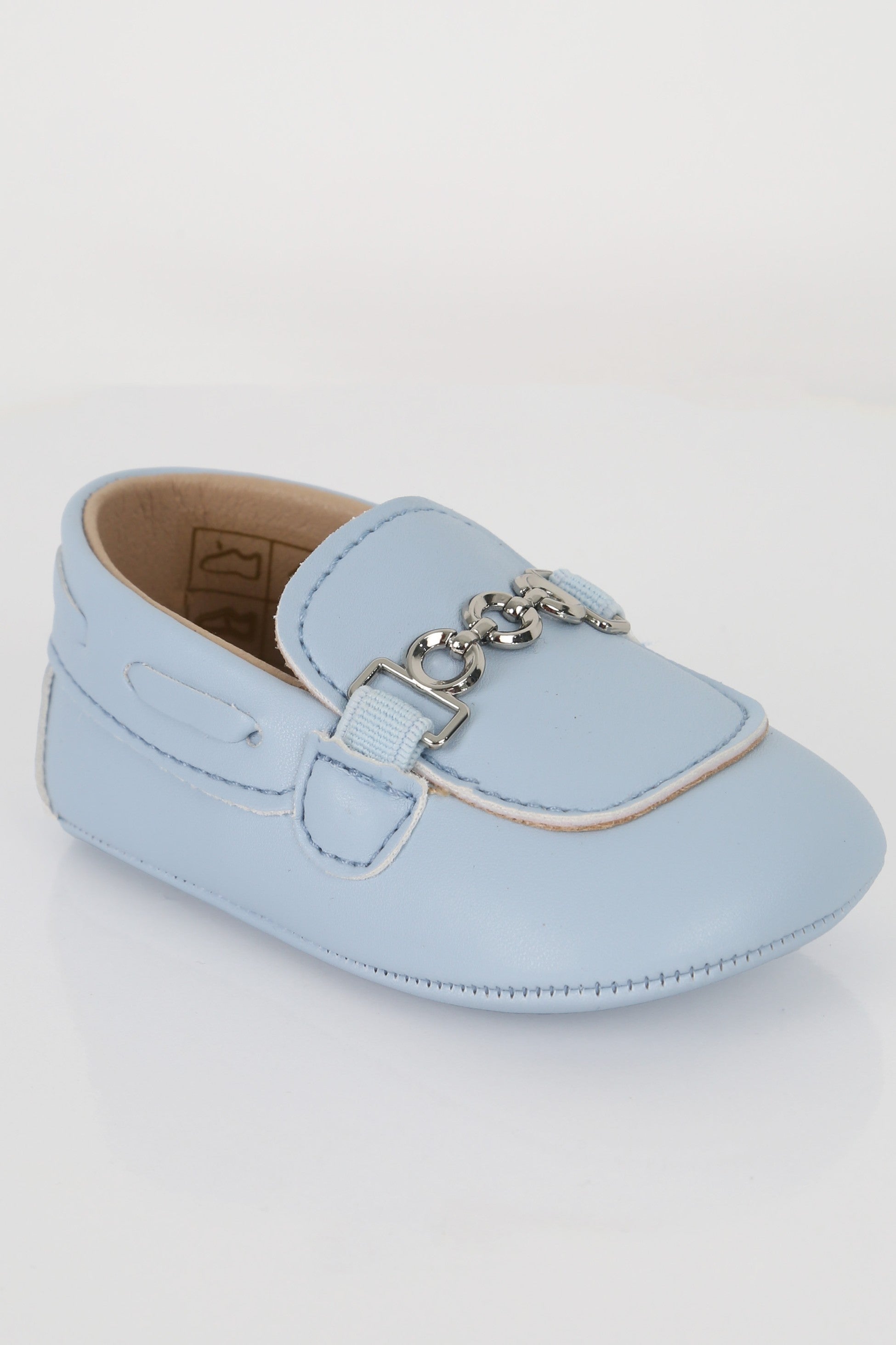 Mocassins Pré-Marchants avec Charme Métallique pour Garçons - ALDOLFO - Bleu Bébé