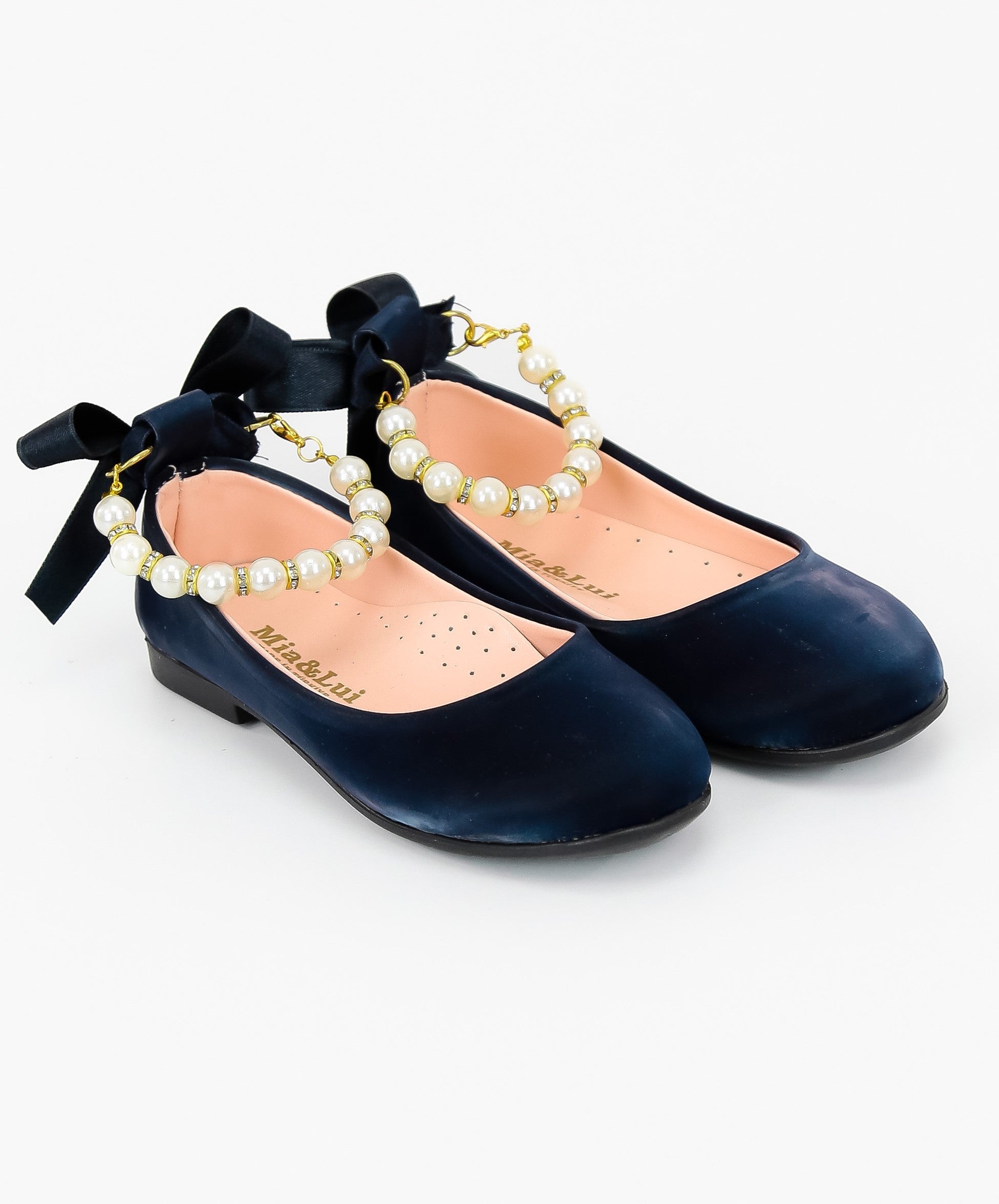 Mädchen Perlen Flache Mary Jane Schuhe - ISABEL - Marineblau