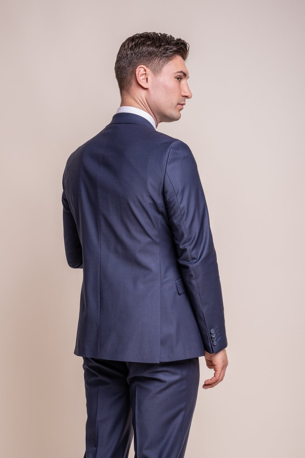 Veste en laine mélangée ajustée pour hommes - BOND - Navy